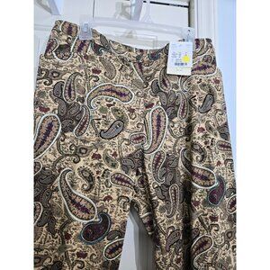 Elana By Tanner Paisley Print Pants Womens Size 16 Beige Multicolor Stretch Cott